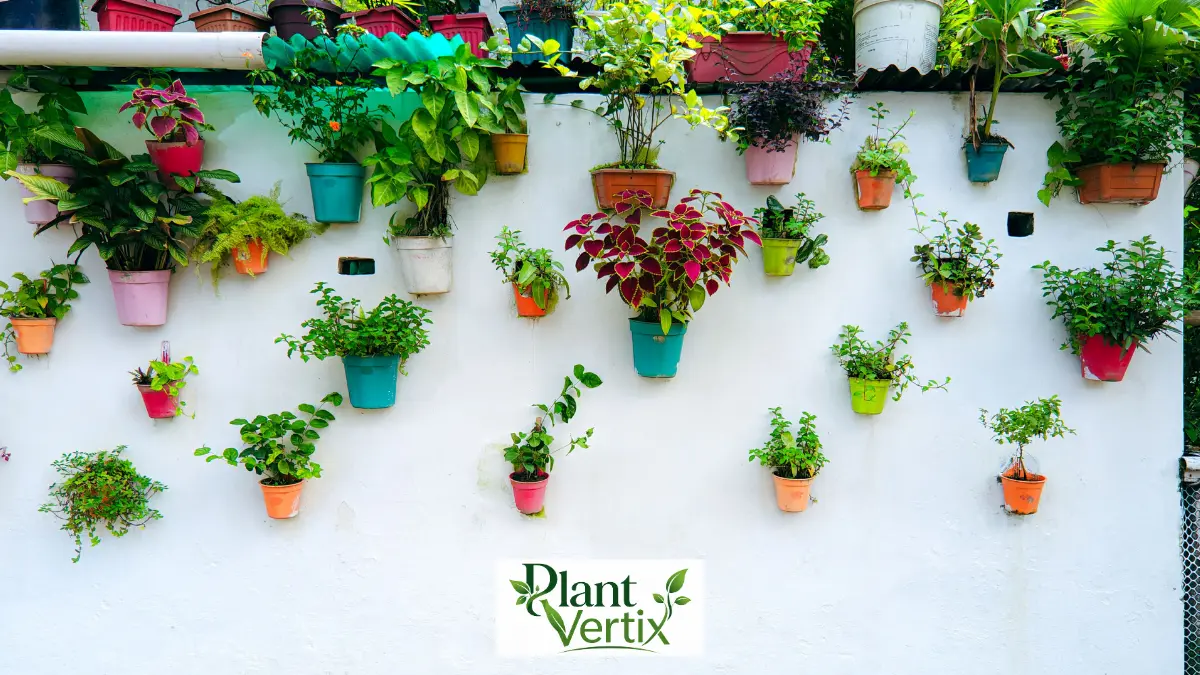 Vertical garden frame on a small balcony with open floor space around it
