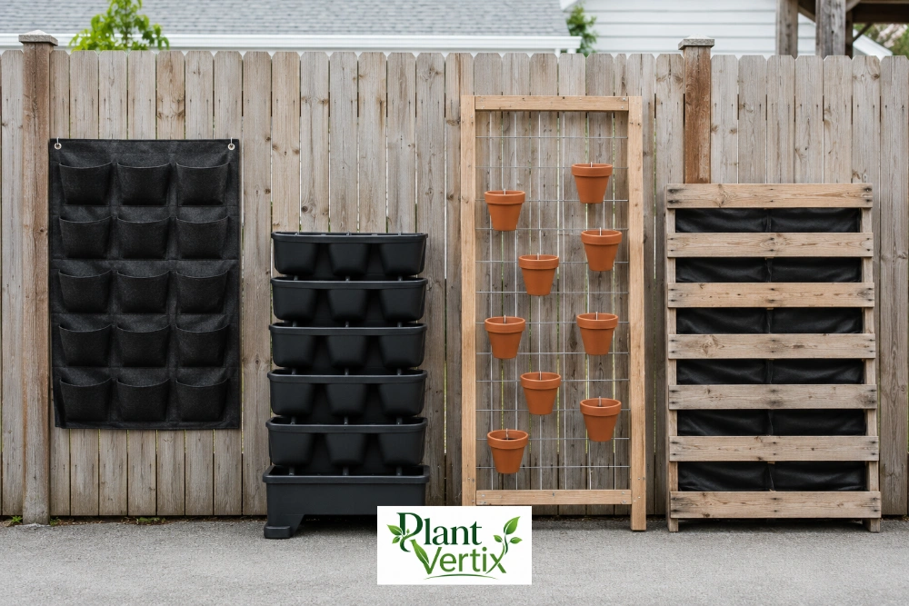 Four Vertical Garden Growing Structures