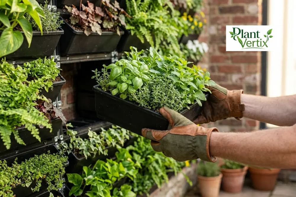 Replacing a tray in a modular vertical garden panel system