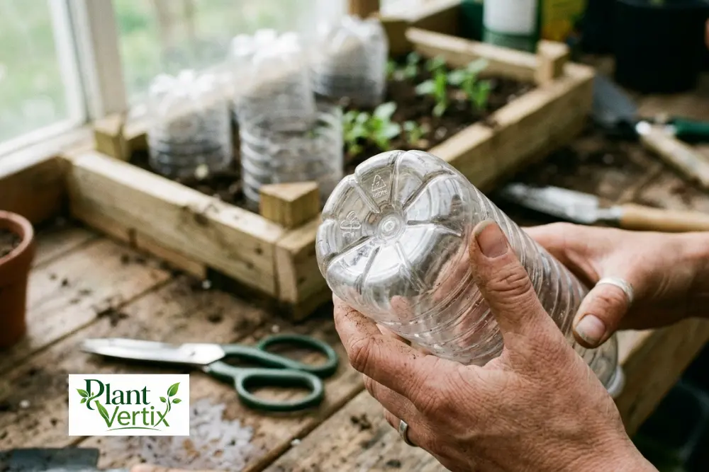 Checking a recycling code on food-safe upcycled planters