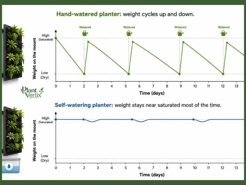 why a self-watering wall planter stays heavy