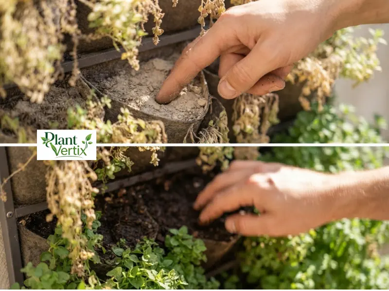Testing vertical garden microclimate zones for moisture differences
