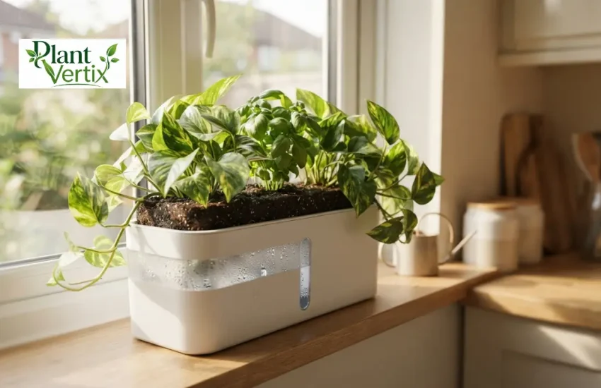 Wicking planter with reservoir for self-watering indoor plants