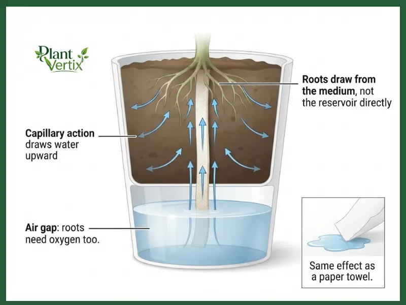 how a wicking planter draws water by capillary action